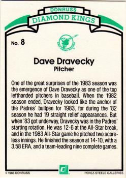 1984 Donruss #8 Dave Dravecky Back
