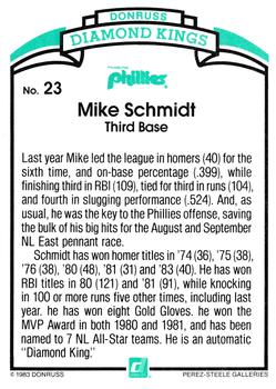 1984 Donruss #23 Mike Schmidt Back