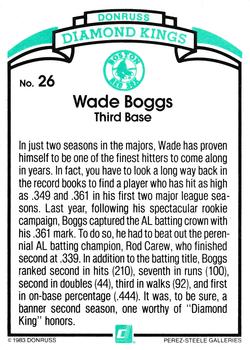 1984 Donruss #26 Wade Boggs Back