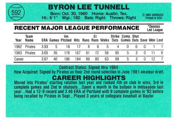 1984 Donruss #592 Lee Tunnell Back