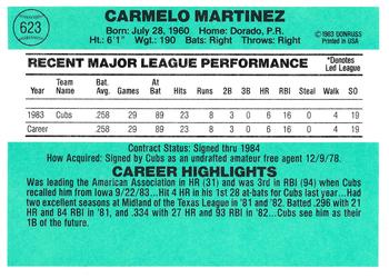 1984 Donruss #623 Carmelo Martinez Back