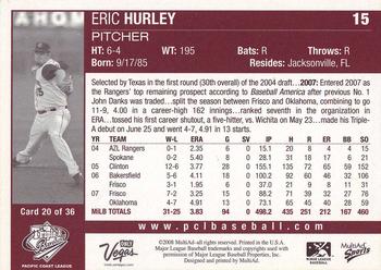 2008 MultiAd Pacific Coast League Top Prospects #20 Eric Hurley Back