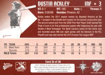 2011 MultiAd Pacific Coast League Top Prospects #32 Dustin Ackley Back