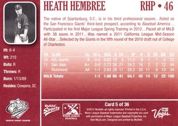 2012 MultiAd Pacific Coast League Top Prospects #5 Heath Hembree Back