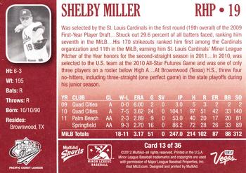 2012 MultiAd Pacific Coast League Top Prospects #13 Shelby Miller Back