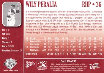2012 MultiAd Pacific Coast League Top Prospects #15 Wily Peralta Back