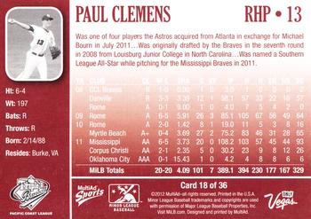 2012 MultiAd Pacific Coast League Top Prospects #18 Paul Clemens Back