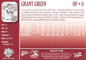 2012 MultiAd Pacific Coast League Top Prospects #27 Grant Green Back