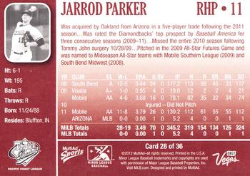 2012 MultiAd Pacific Coast League Top Prospects #28 Jarrod Parker Back