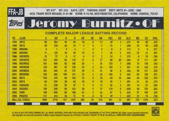 2014 Topps Archives - Fan Favorite Autographs #FFA-JB Jeromy Burnitz Back