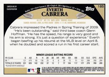 2009 Topps Chrome #185 Everth Cabrera Back