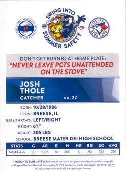 2014 Toronto Blue Jays Fire Safety #NNO Josh Thole Back