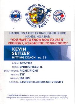 2014 Toronto Blue Jays Fire Safety #NNO Kevin Seitzer Back