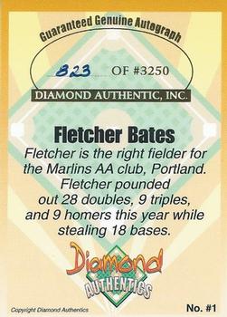 2000 Diamond Authentics Autographs #1 Fletcher Bates Back