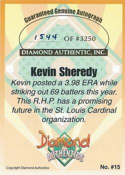 2000 Diamond Authentics Autographs #15 Kevin Sheredy Back