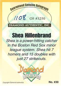 2000 Diamond Authentics Autographs #30 Shea Hillenbrand Back