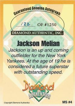 2000 Diamond Authentics Autographs - Magnificent 7 Autographs #MS4 Jackson Melian Back