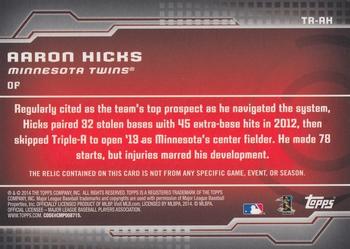 2014 Topps - Trajectory Relics Gold #TR-AH Aaron Hicks Back