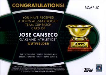 2014 Topps - All-Star Rookie Cup Manufactured Patch #RCMP-JC Jose Canseco Back