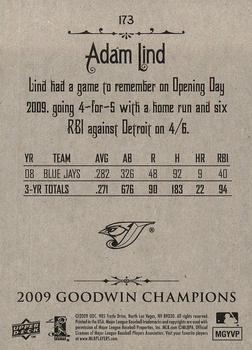 2009 Upper Deck Goodwin Champions #173 Adam Lind Back