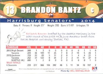 2014 Grandstand Harrisburg Senators #1 Brandon Bantz Back