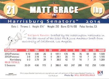 2014 Grandstand Harrisburg Senators #10 Matt Grace Back