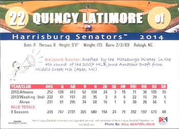 2014 Grandstand Harrisburg Senators #16 Quincy Latimore Back