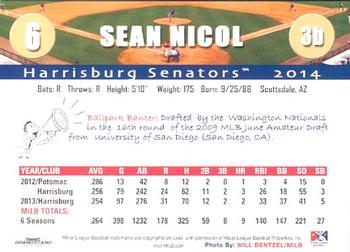 2014 Grandstand Harrisburg Senators #21 Sean Nicol Back