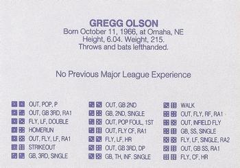 1989 Grand Slam Dice Game Light Blue (unlicensed) #NNO Gregg Olson Back