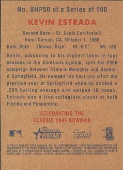 2006 Bowman Heritage - Prospects #BHP50 Kevin Estrada Back