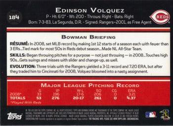 2009 Bowman Chrome #184 Edinson Volquez Back
