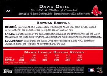 2009 Bowman Chrome #22 David Ortiz Back