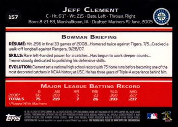 2009 Bowman Chrome #157 Jeff Clement Back