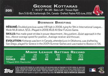 2009 Bowman Chrome #205 George Kottaras Back