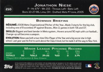 2009 Bowman Chrome #210 Jonathon Niese Back
