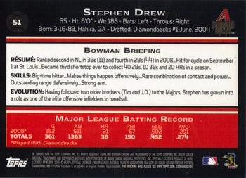 2009 Bowman Chrome #51 Stephen Drew Back