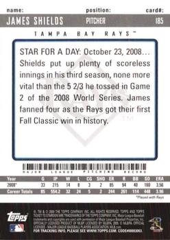2009 Topps Ticket to Stardom #185 James Shields Back