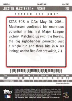 2009 Topps Ticket to Stardom #200 Justin Masterson Back