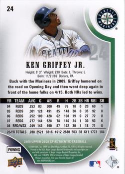2009 SP Authentic #24 Ken Griffey Jr. Back
