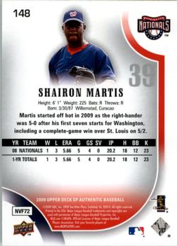 2009 SP Authentic #148 Shairon Martis Back