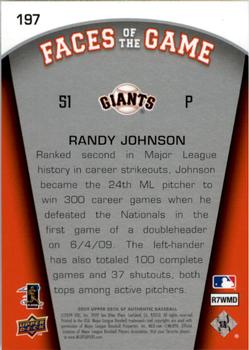 2009 SP Authentic #197 Randy Johnson Back