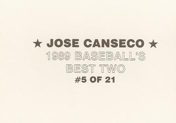 1989 Baseball's Best Two (unlicensed) #5 Jose Canseco Back