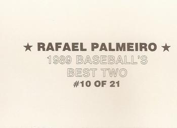 1989 Baseball's Best Two (unlicensed) #10 Rafael Palmeiro Back