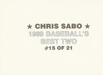 1989 Baseball's Best Two (unlicensed) #15 Chris Sabo Back