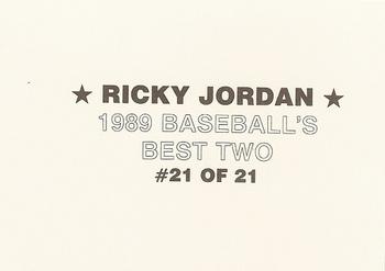 1989 Baseball's Best Two (unlicensed) #21 Ricky Jordan Back