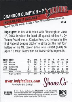 2014 Choice Indianapolis Indians #4 Brandon Cumpton Back