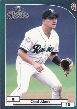 2000 Blueline Q-Cards Tacoma Rainiers #2 Chad Akers Front