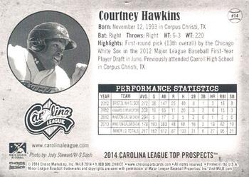 2014 Choice Carolina League Top Prospects #14 Courtney Hawkins Back