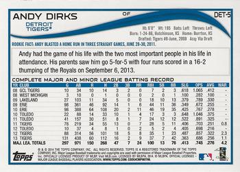 2014 Topps Detroit Tigers #DET-5 Andy Dirks Back