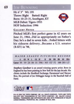2003 Topps Gallery Hall of Fame - Artist's Proofs #69 Jim Bunning Back